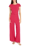 Maggy London Cap Sleeve Belted Jumpsuit In Teaberry