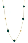 EFFY 14K YELLOW GOLD GREEN ONYX STATION CHAIN NECKLACE