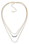 DKNY TRI-TONE CURVED BAR FRONTAL NECKLACE