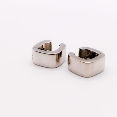 Le Réussi Italian Sterling Silver Square Hoop Earrings In Grey