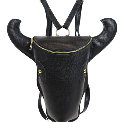 Sostter Black Cow Head Premium Leather Unisex Backpack