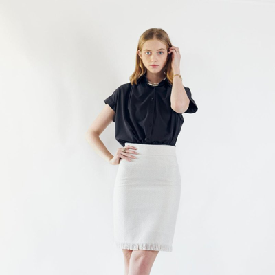 Le Réussi Luxe White Mini Tweed Skirt