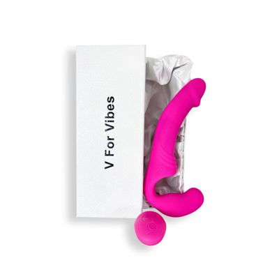 V For Vibes Remote Control Strapless Strap-on Nixi- Pink In White
