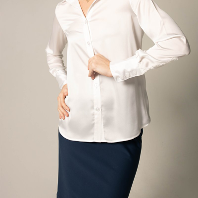 Le Réussi Elegance Silk Blouse In White
