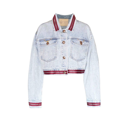 Le Réussi Danielle Denim Jacket With Red Lining In Blue