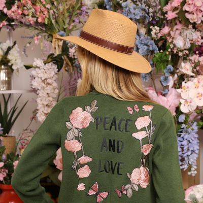 Minnie Rose Cotton Blend Embroidered Shacket In Green