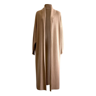 Le Réussi Cashmere Long Coat In Brown