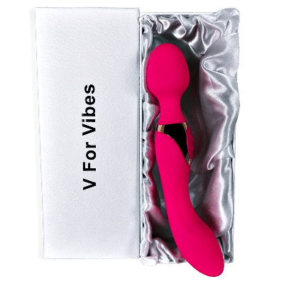 V For Vibes Vibrating Wand, Dual Headed Dildo Aurora In White
