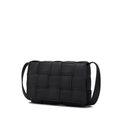 Mkf Collection By Mia K Ginger Woven Vegan Leather Women's Shoulder Bag In Black
