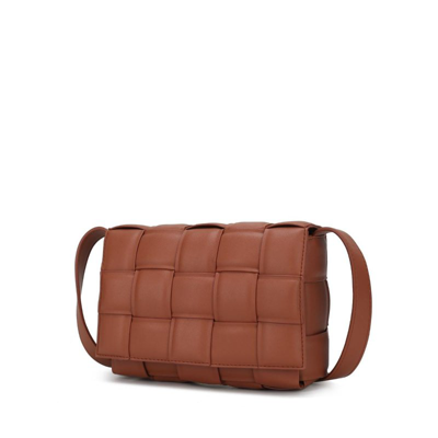 Mkf Collection By Mia K Ginger Woven Vegan Leather Women's Shoulder Bag In Brown