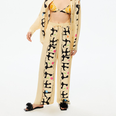 Nocturne Printed Wide-leg Pants In Yellow