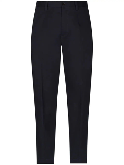 Dolce & Gabbana Tapered Stretch-cotton Trousers Pockets In Black