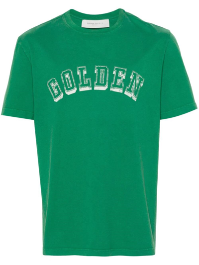 Golden Goose T-shirt With Slogan In Green