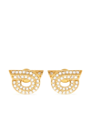 Ferragamo Crystal-embellished Gancini Earrings In Metallic