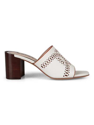 Tod's White Leather Slip On Heels