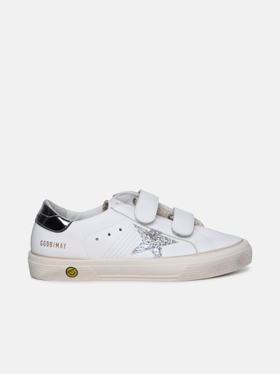 Golden Goose May School Glitter Velcro Trainers In White