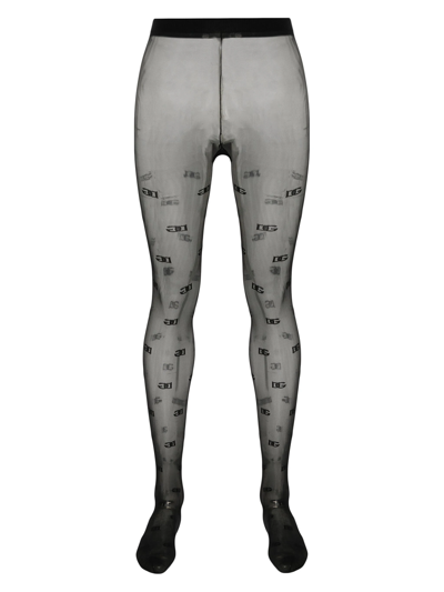 Dolce & Gabbana Monogram-pattern Tights In Black