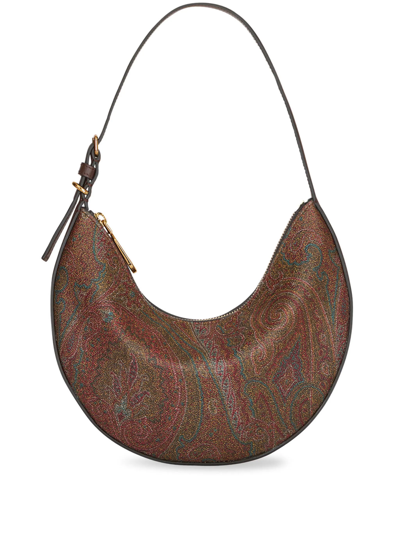 Etro Essential Hobo Small Shoulder Bag In Brown