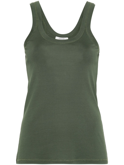 Lemaire Ribbed Cotton Top In Green