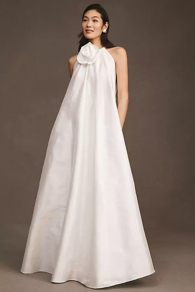 Watters Bloom Halter Maxi Dress In White