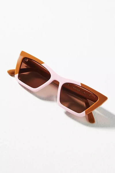 I-sea X Anthropologie Rosy Colorblock Sunglasses In Beige