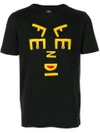 FENDI FENDI APPLIQUÉ FACE T SHIRT - BLACK,FY06821JJ12259180