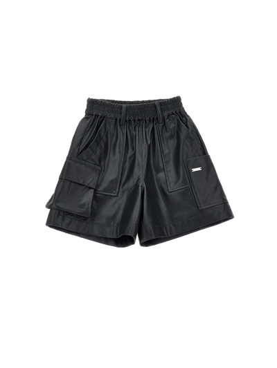 Monnalisa Kids'   Bermuda Shorts In Coated Fabric In Black