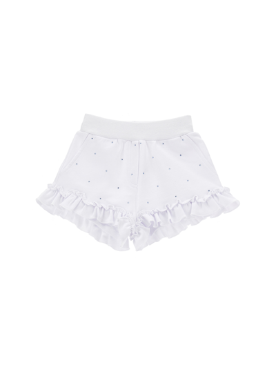 Monnalisa Kids'   Fleece Shorts With Studs In White