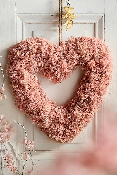 Terrain Preserved Reindeer Moss Heart Wreath, Pink