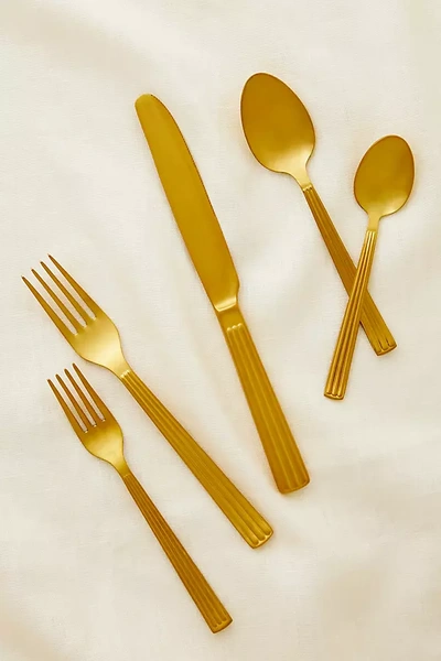 Sole Vintage Finish Flatware 5-piece Place Setting In Gold