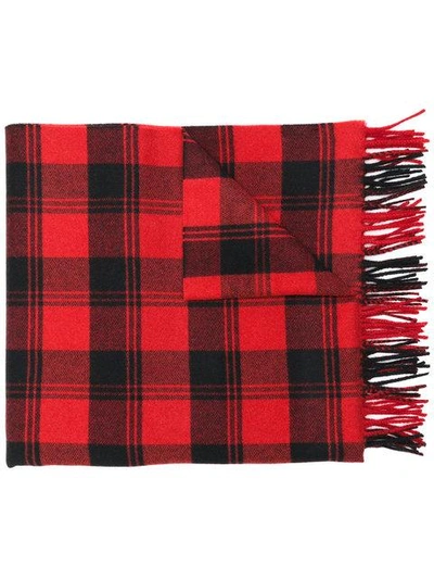 Saint Laurent Red & Black Plaid Scarf