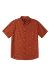 Quiksilver Heat Wave Short Sleeve Button-up Shirt In Baked Clay Heat Waves