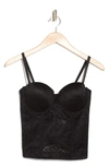 Nicole Miller Power Mesh Lace Bustier Top In Black