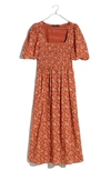 Madewell Lucie Puff Sleeve Midi Dress In Stained Mahogany