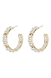 MELROSE AND MARKET IMITATION PEARL WIRE WRAP HOOP EARRINGS