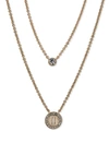 DKNY CRYSTAL LAYERED PENDANT NECKLACE