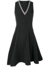 ETRO contrast V-neck flared dress,15216051212234132