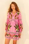 Farm Rio Pink Leopard Forest Mini Dress In Leopard Forest Pink