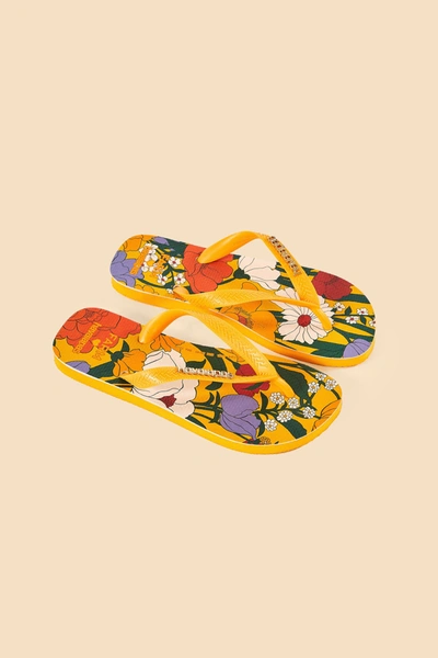 Farm Rio Bucolic Floral Havaianas Sandals In Bucolic Floral Yellow