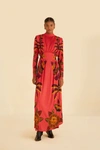 Farm Rio Blush Living Bloom High Neck Maxi Dress In Living Bloom Blush