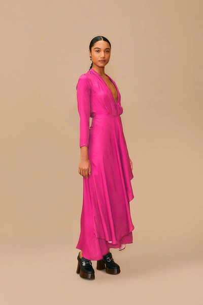 Farm Rio Pink Long Sleeve Maxi Dress