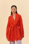 Farm Rio Orange Braided Knit Cardigan In Orange