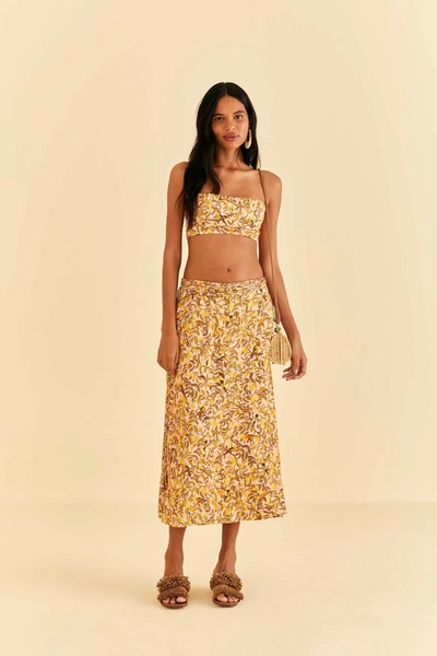 Farm Rio Light Pink Star Fruit Midi Skirt In Star Fruit Light Pink