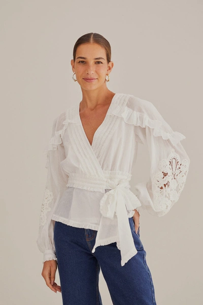 Farm Rio Off-white V Neck Blouse