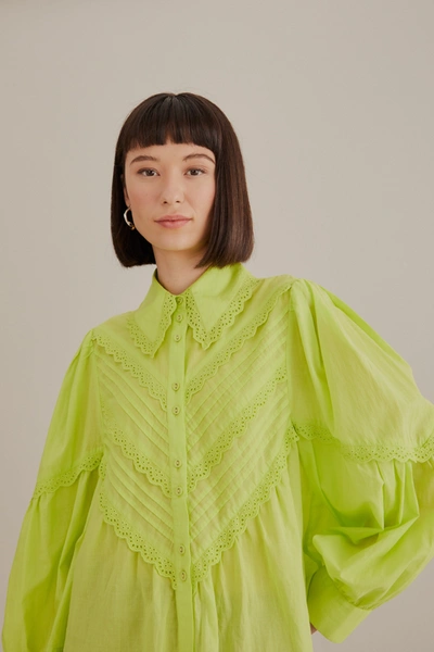 Farm Rio Neon Green Long Sleeve Shirt