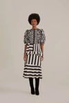 Farm Rio Mixed Stripe A-line Midi Skirt In Mixed Stripes Black