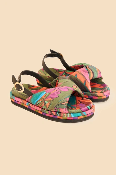 Farm Rio Banana Leaves Puffy Flat Sandal In Banana Leaves Multicolor