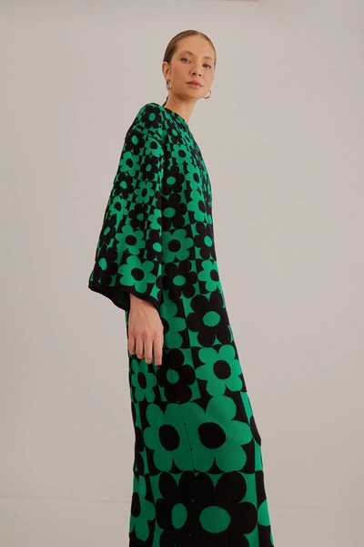 Farm Rio Green Lovedaisy Knit Dress In Lovedaisy Green | ModeSens