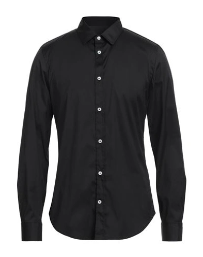 Grifoni Man Shirt Black Size 16 Cotton, Polyamide, Elastane
