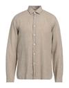Xacus Man Shirt Khaki Size 18 Linen In Beige